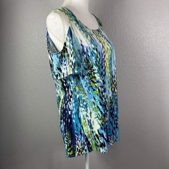 Women's Slinky Brand Multi color abstract blouse / top size Mediuum - Picture 4 of 11